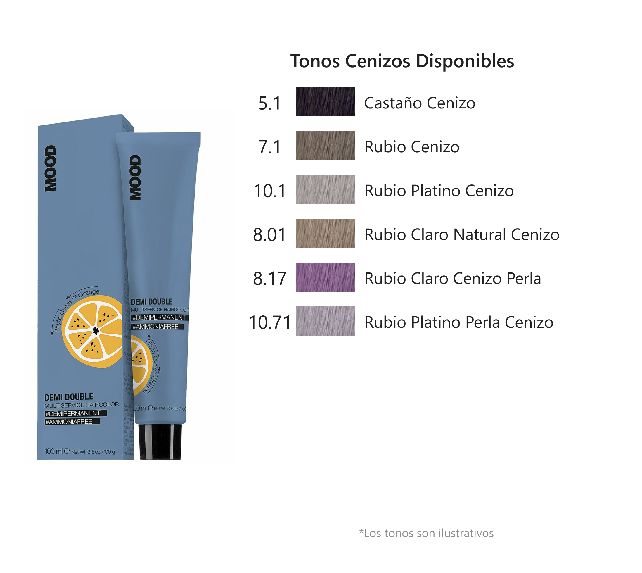 Mood - Tintes Demi Double, Tonos Cenizos