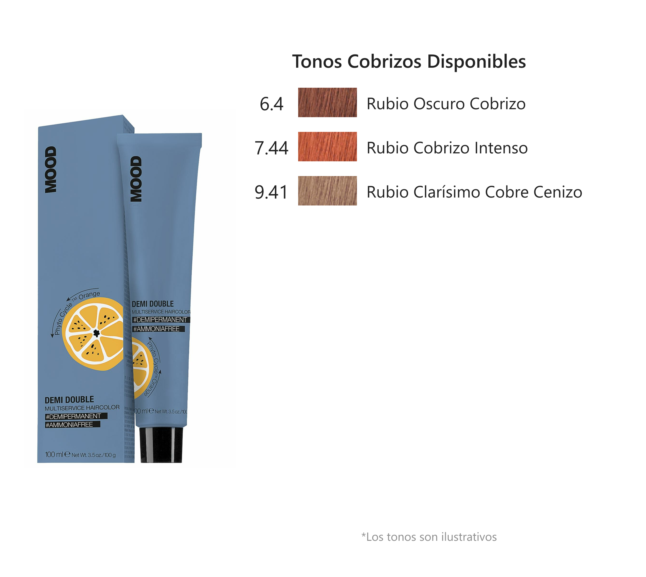 Mood - Tintes Demi Double, Tonos Cobrizos